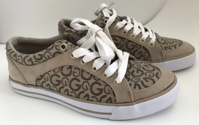 G by GUESS Brown Signature Print Women's Lace-Up Sneakers Size 7.5M NWOB