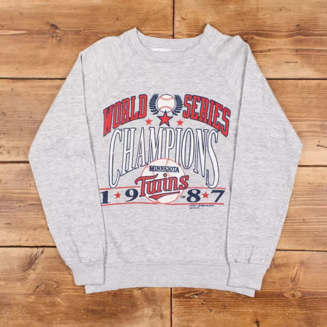 Vintage Graphic Minnesota Twins Sweatshirt L 80s MLB Grey Logo Roundneck