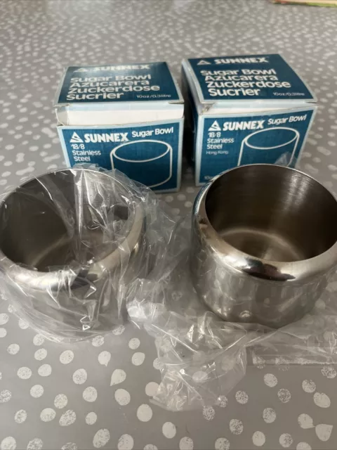 Sunnex Stainless Steel Sugar Bowl X2  300ml 10OZ Condiments Unused