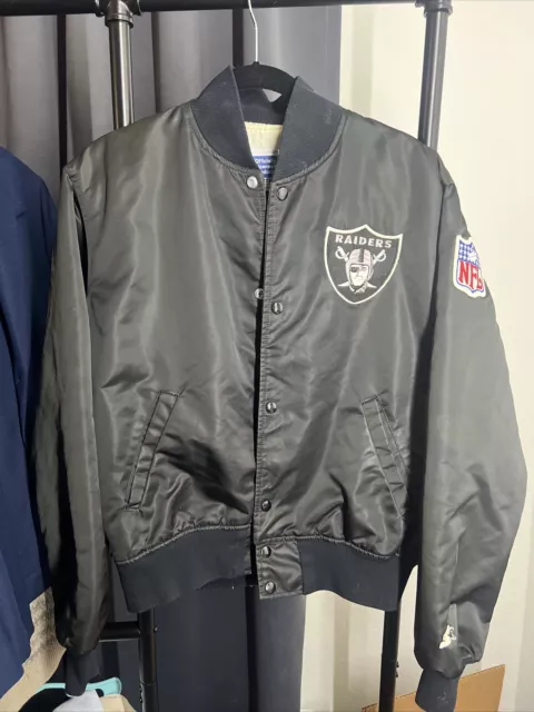 Vintage NFL OAKLAND RAIDERS STARTER SATIN BOMBER JACKET -SIZE M