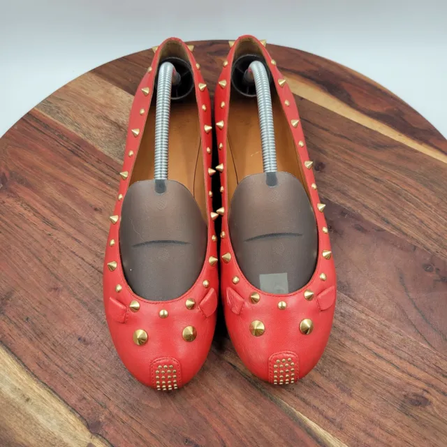 Marc Jacobs Mouse Ballet Flat Shoes Women's 41 / 11 Red Gold Studded Loafers
