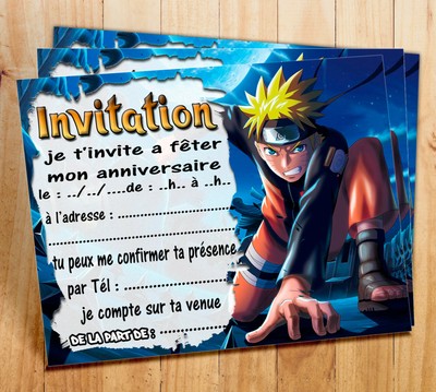 CARTES INVITATION ANNIVERSAIRE NARUTO par 6 ou 12 EUR 2,99 - PicClick FR