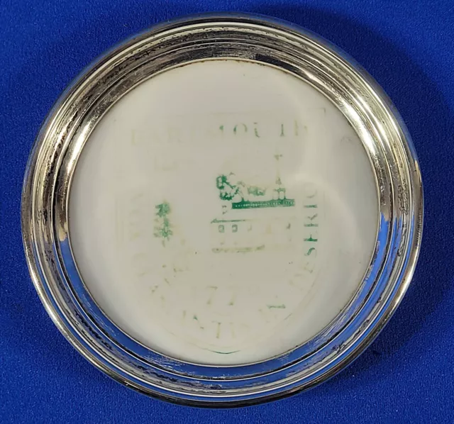 Vintage Lenox Sterling Coaster w/ Dartmouth College Symbol Milky Medallion 4.5"D