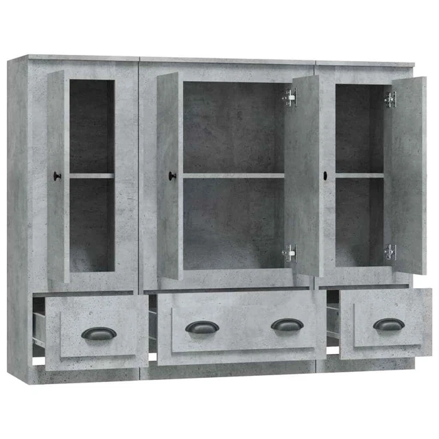 AX Credenza 3 Mobiletti Grigio 132x35.5x103.5cm Minimalista Soggiorno 0k 3185299