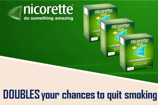 Nicorette Chewing Gum Original 2mg Quantité 210 x 3 Boîtes Expire 09/2025