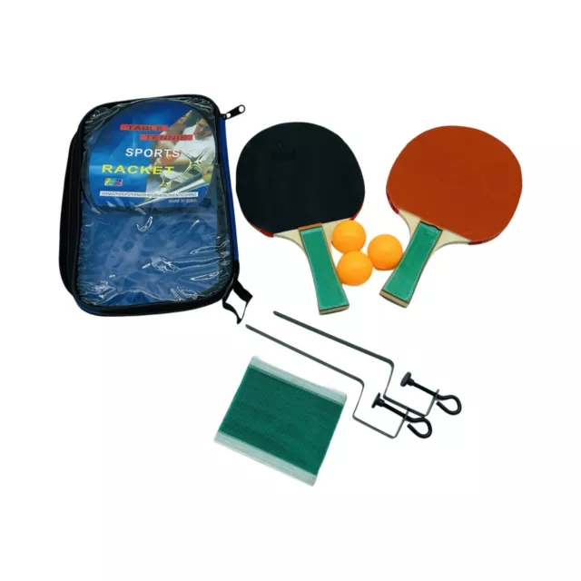 1 Pair Professional Table Tennis Racket Bat Set Ping Pong Paddle+3 Balls + Net