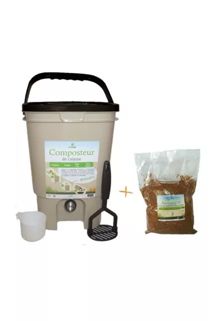 Composteur de cuisine ECOVI 20L beige/noir + activateur