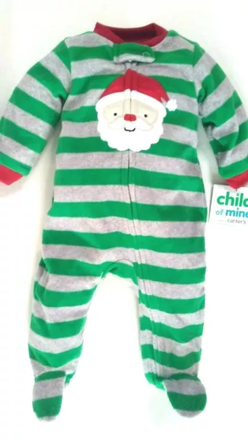 Carters Child/Mine Infant Boy Fleece Christmas Sleeper NB,0-3,3-6m months Santa