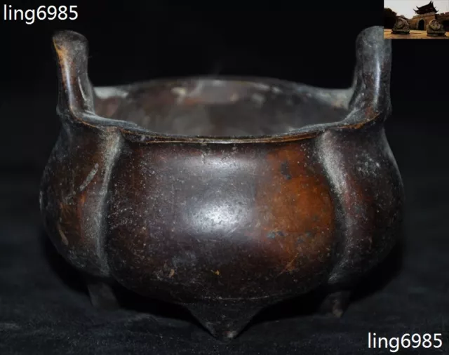 Collection Old Chinese Buddhism Dynasty Palace Pure bronze Incense burner censer