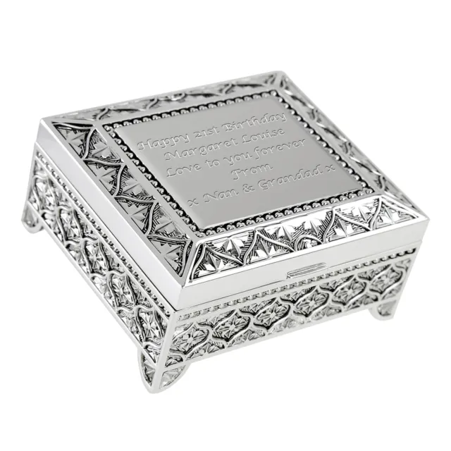 Girl's 21st Birthday Gift Engraved Twenty First Silver Plated Trinket Box Gifts 2