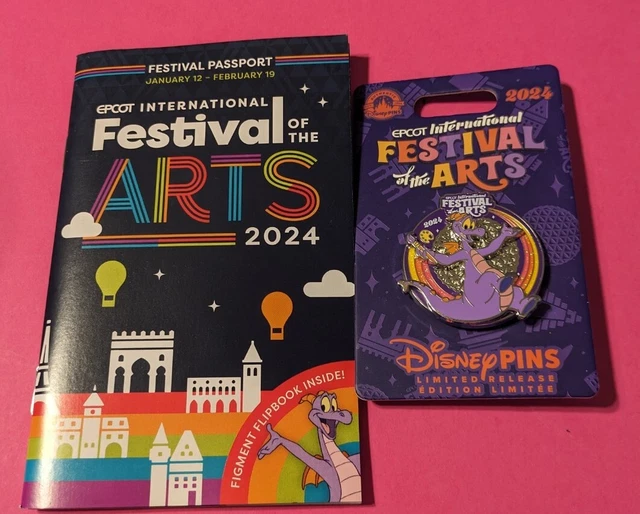 DISNEY 2024 EPCOT Festival of The Arts Figment LR Pin + Passport 16.99