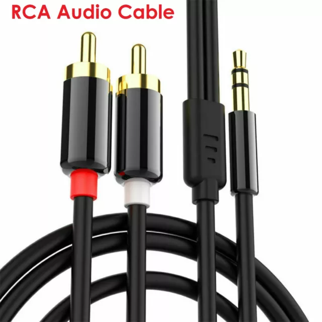 2 RCA Male Plug To 3.5mm Female Aux Audio Stereo Jack Converter Adapter Cable AU