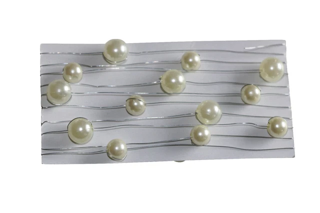 4 Stk Perlenkette a 200cm Draht Perlen Kette CREME Deko Tischdeko Hochzeitsdeko