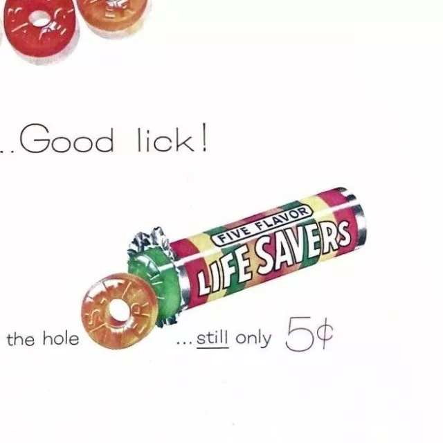 1959 Life Savers Lifesavers Fruit Candy Original Print Ad Hole Smile