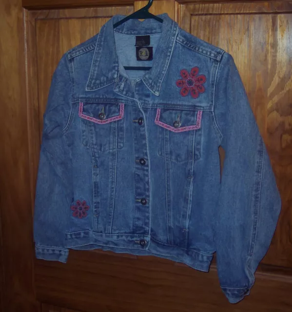 R21 Girls Large L Blue Jean All Seasons Long Sleeve Blue Jacket GUC