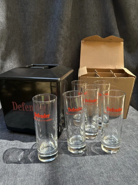 SERVICE à whisky verre transparent vintage, SEAU à glace et 6 VERRES liserés noirs et or - France