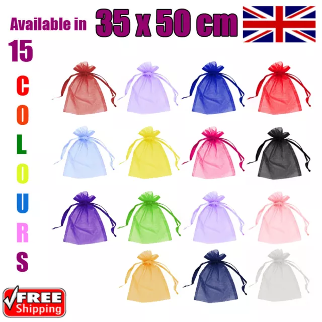 35 x 50 cm Organza Gift Pouch Wedding Favour Bags Jewellery Pouch in 15 Colours!