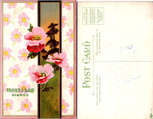 KRANICH & BACH PIANOS Advertising Postcard i657