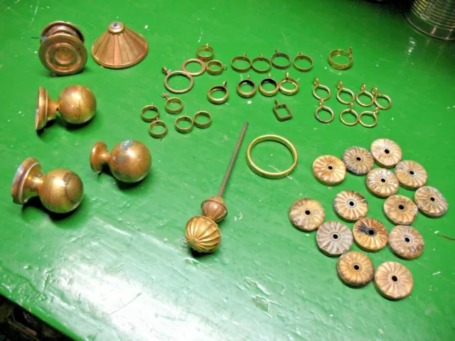 Antique  Curtain Drapery  Rod   Mixed   Brass   Parts  Lot  All  Originals