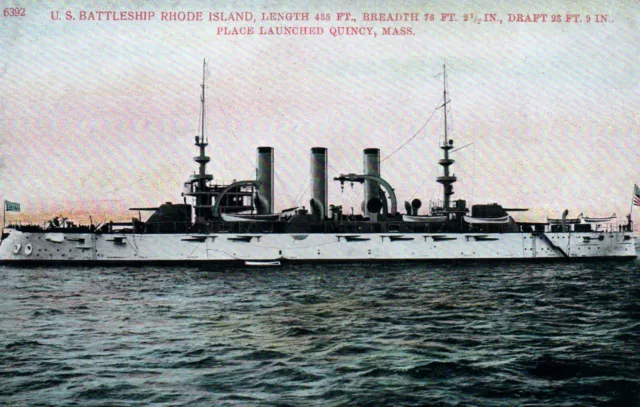 USS Rhode Island US Navy Battleship Antique Postcard Unused