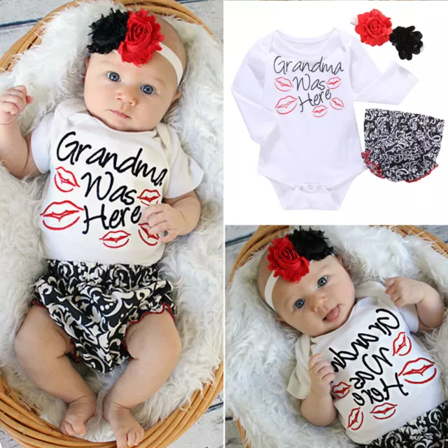 Newborn Kids Baby Girls Romper Tops Ruffle Shorts Outfits Summer Clothes Set