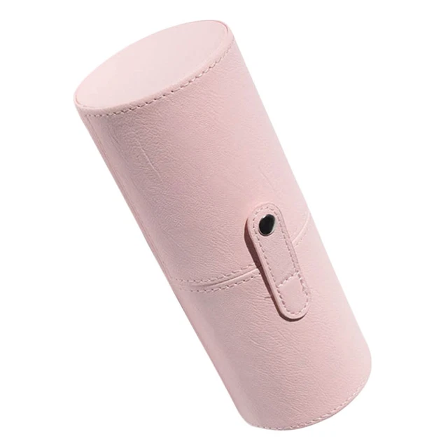 Cepillo de dientes con cubo de almacenamiento soporte de viaje cepillo de maquillaje estuche rosa pu