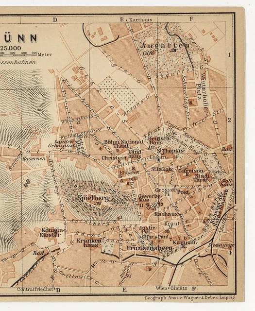 1903 ANTIQUE MAP Of Brno / Brunn Bruenn / Czech Republic Bohemia $32.01 ...