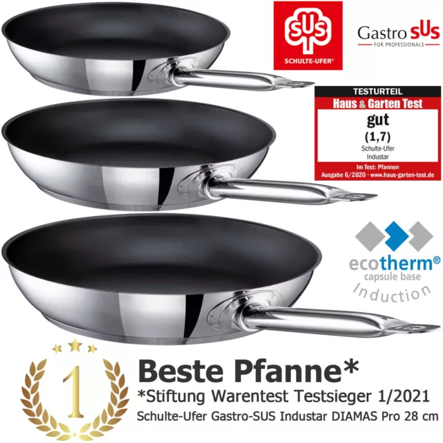 GASTRO SUS Edelstahl Pfannen Set DIAMAS PRO Antihaft Induktion Pfanne Bratpfanne