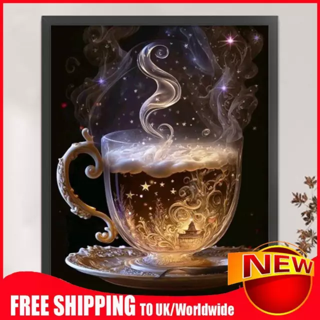 Vollstickerei Öko-Baumwolle Faden 11KT Druck Magic Teetasse Kreuzstich 50x60cm