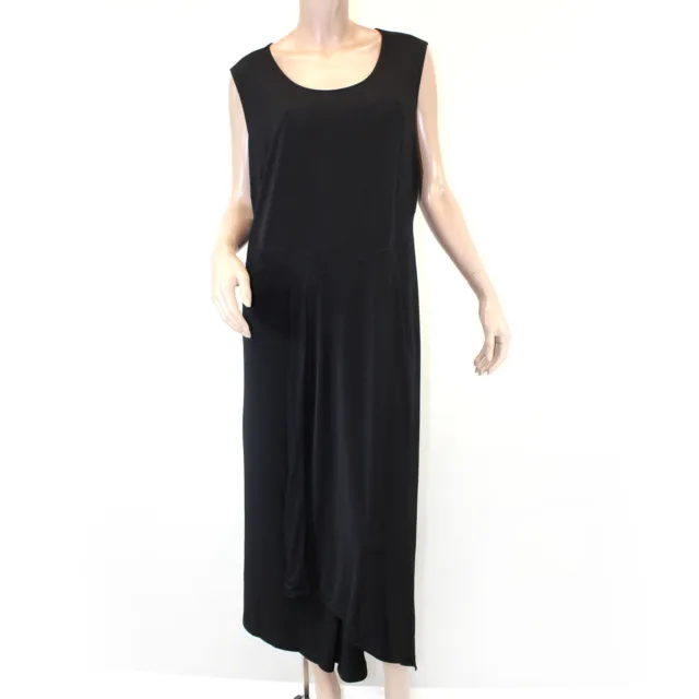 Catherines Plus Black Asymmetric Sleeveless Midi Dress 3X, 26/28W Spring Summer