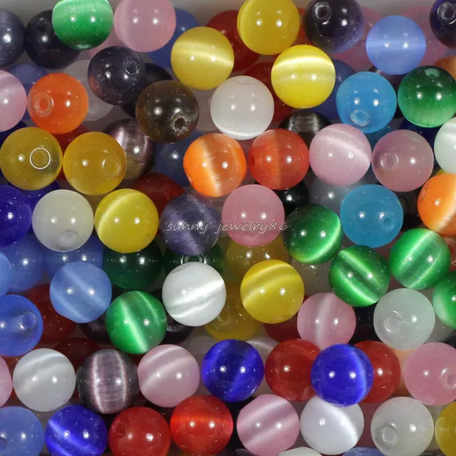 Wholesale 50/100/200x Mixed Glass Cat's Eye Round Loose Spacer Beads 4 6 8 10mm