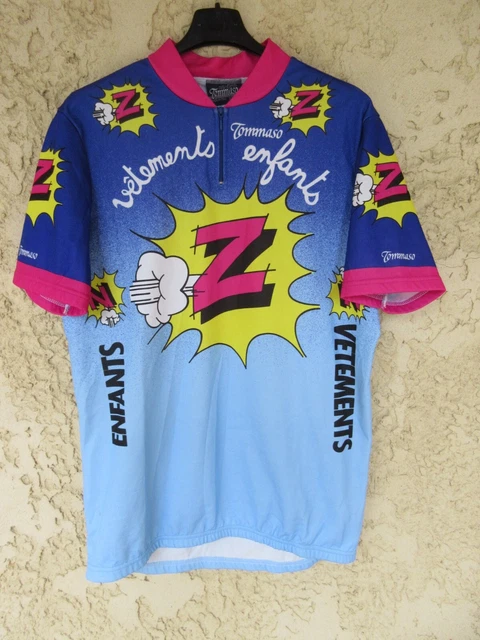 Maillot Cycliste Vintage Tommaso – Greg LeMond – Taille 3 (S/M) – Jaune Néon 1/4 Zip