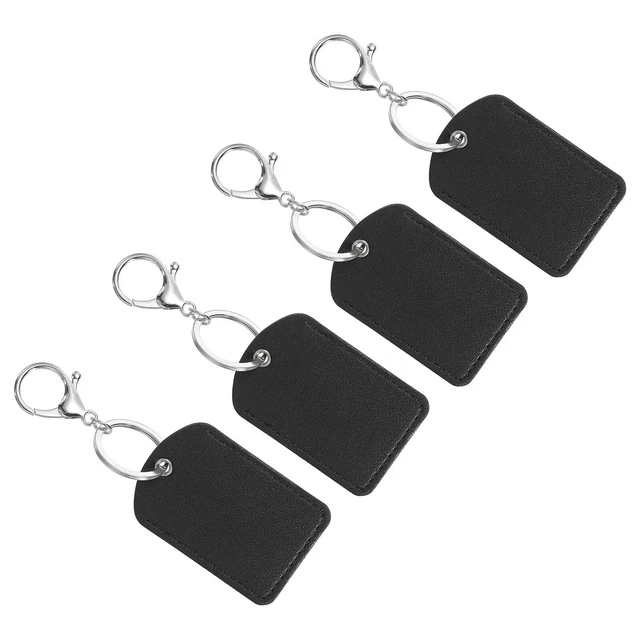 Portachiavi in pelle, 4 pz portachiavi in pelle con portachiavi per carte d'identità, nero