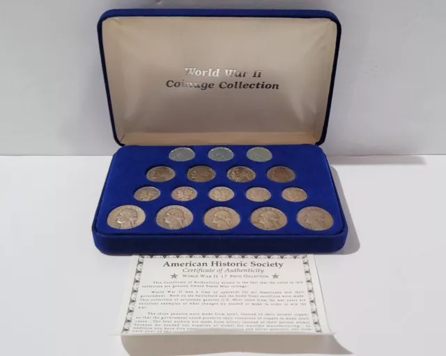 World War II 2 American Historic WWII 17pc Coinage Collection Coin Set + COA