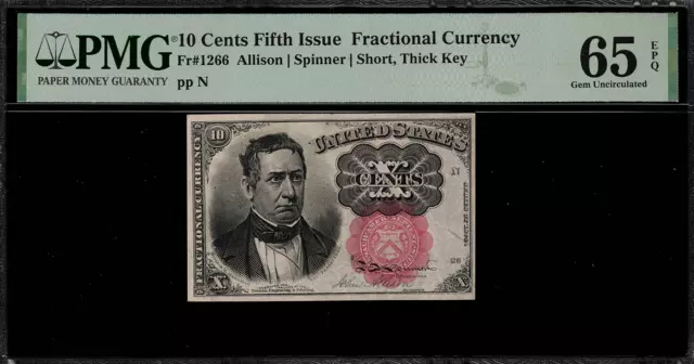 Fr-1266 $0.10 Fifth Issue Fractional Currency - 10 Cents - Graded PMG 65 EPQ