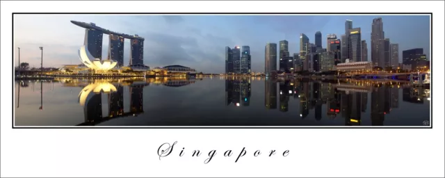 Poster Panorama City Skyline Singapore Marina Bay Sands Fine Art Print Photo
