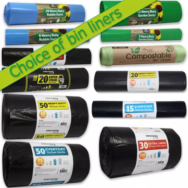 Bin bags & liners - refuse sacks - assorted sizes / weights / styles - choices