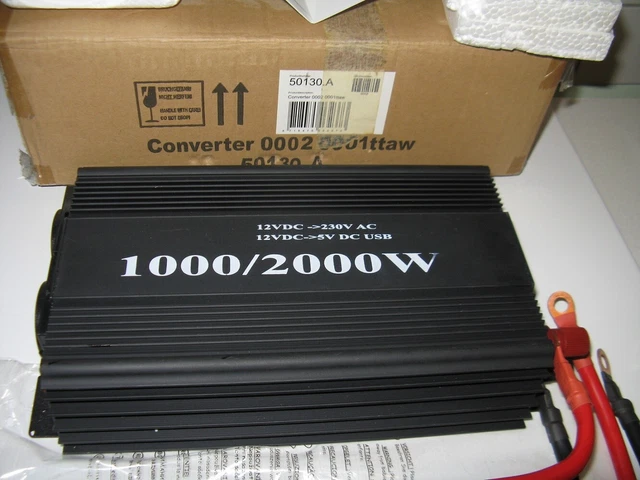 Wechselrichter, Converder, DC 12v -- AC 230v Reiner Sinus 1000-2000w, neuwertig!