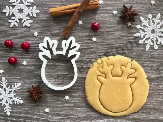 Reindeer Head Cookie Cutter 05 | Christmas | Fondant Cake Decorating | UK Seller