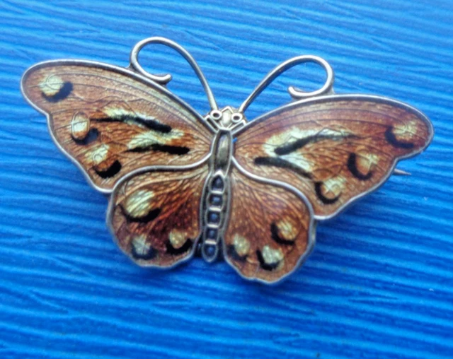 Broche Vintage Papillon émail Filigrane Argent 800 (5,5g) - Occasion