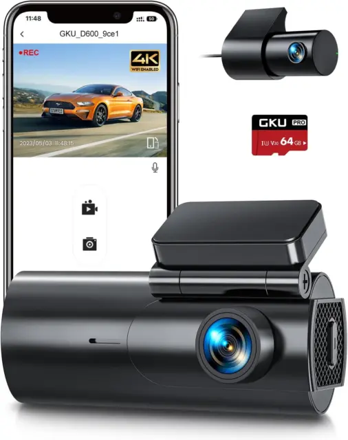 Jansite 4K Dashcam Auto, WiFi Dashcam Auto Vorne Hinten mit GPS
