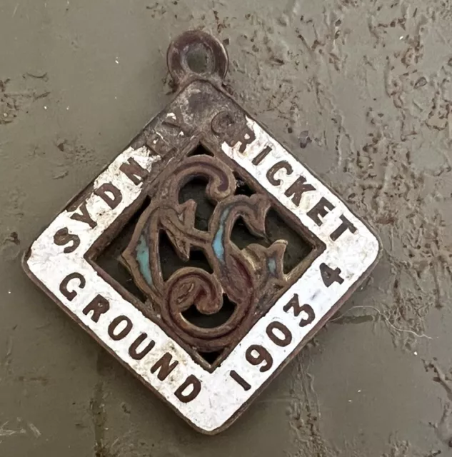 Sydney Cricket Ground 1903 -4 Members medallion fob badge enamel