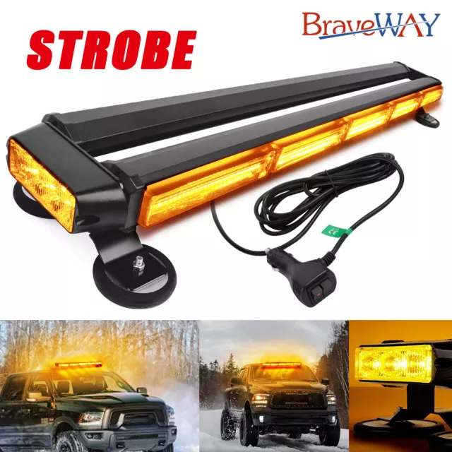 14/20/26/32/35" Amber/White LED Emergency Light Bar Rooftop Strobe Warning Truck