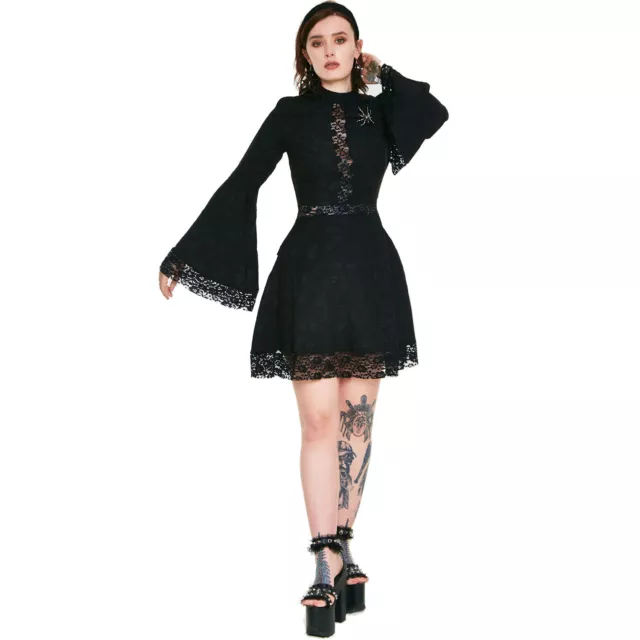 Robe gothique à manches cloches pour femme Jawbreaker à lacets A-Line alternative