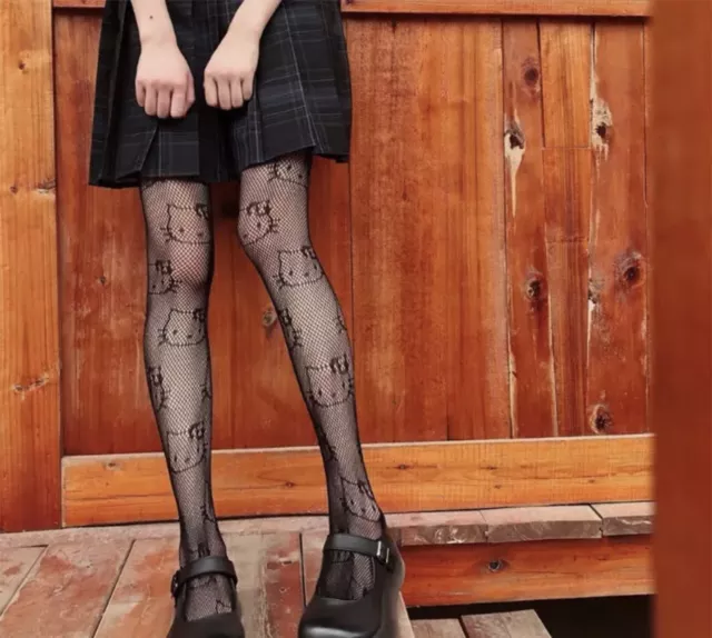 Kawaii Hello Kitty Japanese Lolita Black Fishnet Pantyhose Tights Stockings