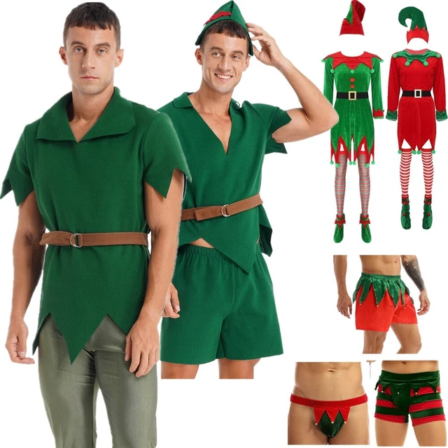 Costume cosplay da uomo elfo di Natale Babbo Natale vestito biancheria intima
