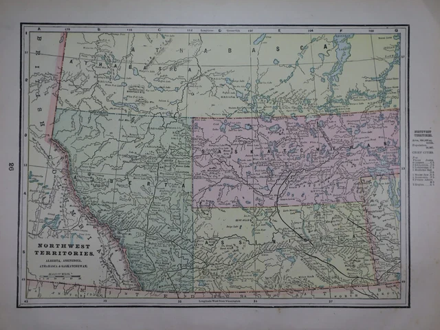 Old (11x14) 1899 Cram's Atlas Map ~ NORTHWEST TERRITORIES, CANADA  ~Inv#498 2