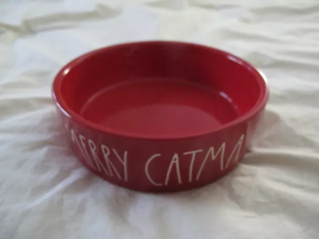 Bol d'eau de vacances rouge « Merry Catmas » Rae Dunn plat de nourriture pour chaton chaton 3