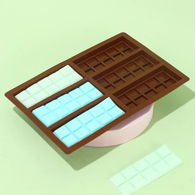 Molde de chocolate postre infantil hecho a mano 6 orificios de silicio comestible rectangular