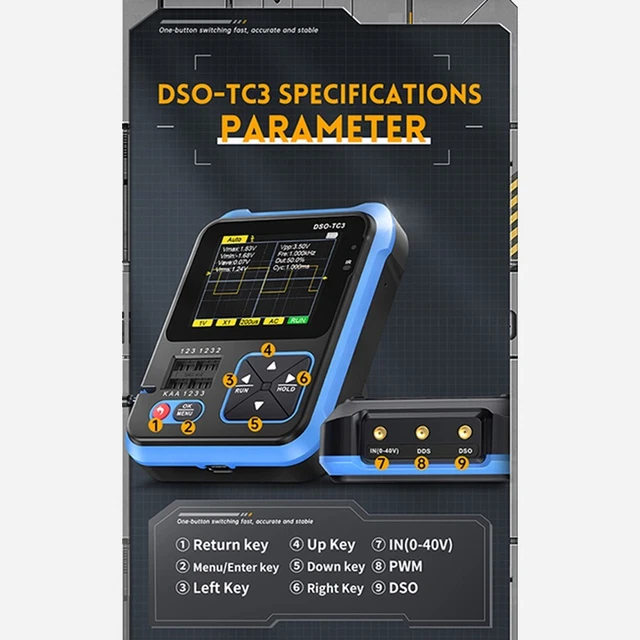 Digitales Handoszilloskop DSO TC3 Transistor Tester Signal Generator 3 in 1